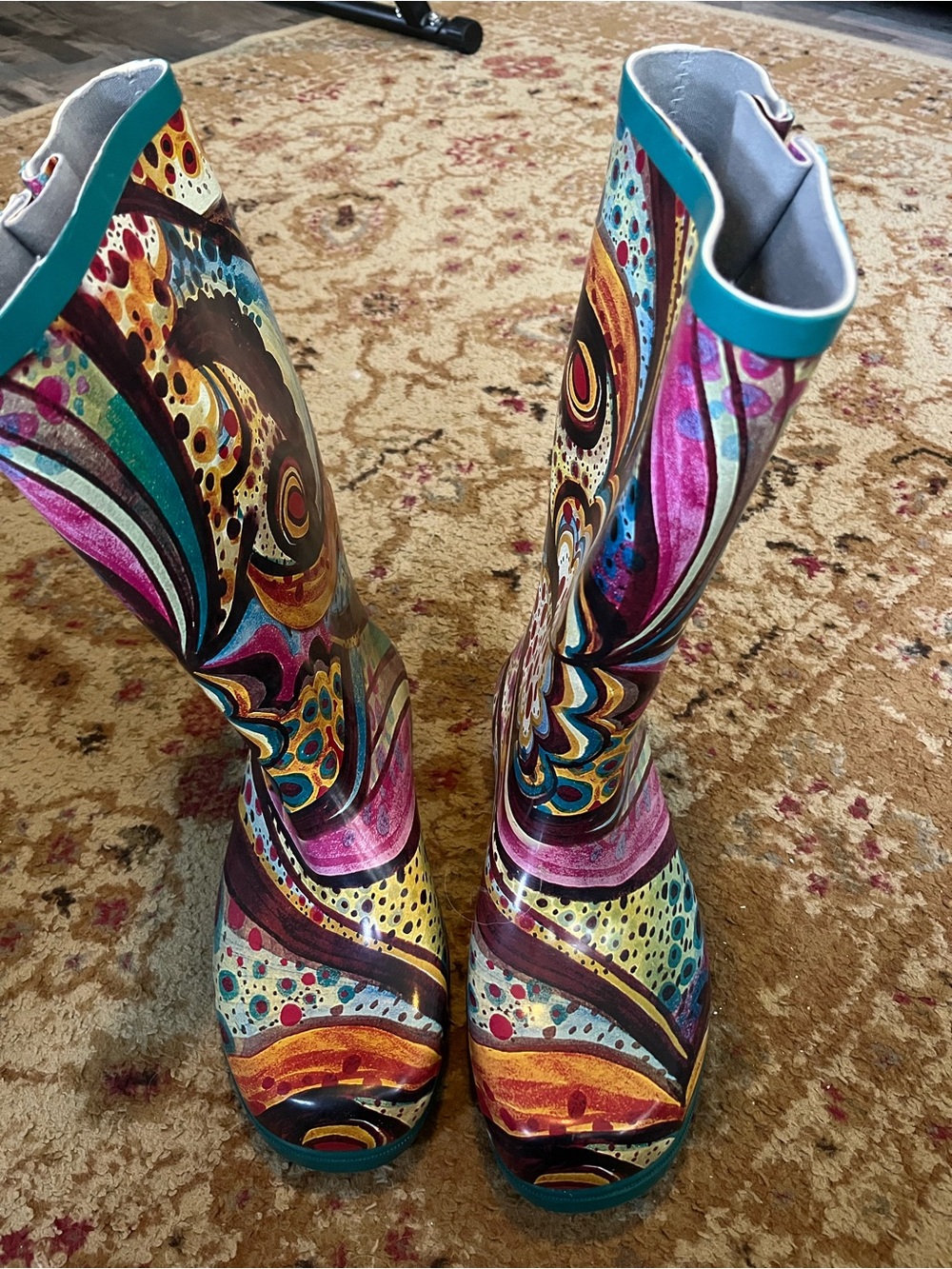Nomad Puddles Waterproof Rain Boots Multi-Color Abstract Paisley Print Women’s S